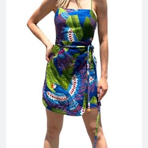 FARM Rio macaw print mini wrap dress